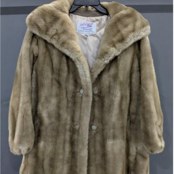 Vintage Faux Fur Brown Mink Button Jacket Coat Small - Picture 5 of 15